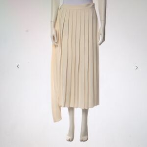 MM6 Maison Martin Margiela Cream Pleated Midi Skirt with Side Panel